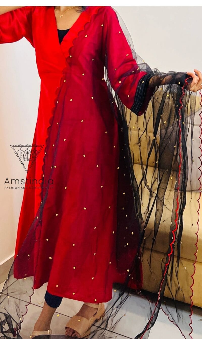 Ethnic kurta with twin dupatta set | 00009 - Image 9