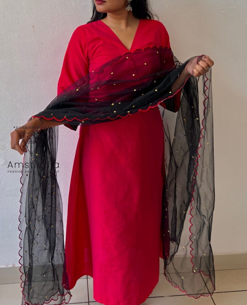 Ethnic kurta with twin dupatta set | 00009 - Image 8